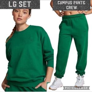 Vs pink fleece campus sweatpants baggy crew sweatshirt garnet green P logo